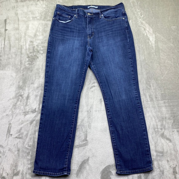 Levi's Denim - Levi's Women's Classic Straight Leg Jeans Dark Wash Blue Size 14 Fits 33" Grunge